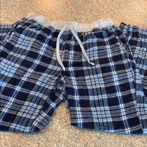 Blue Plaid Drawstring Lounge Pants